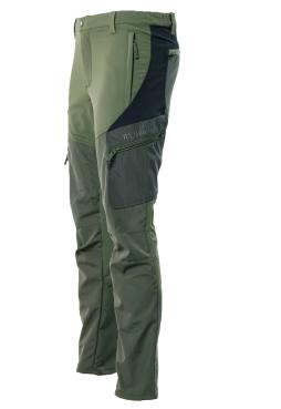 Pantalone pantaloni cotone elasticizzato teflon verde tasche