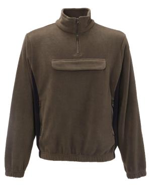 Felpa maglia maglione pile bicolore verde con tascone marsup