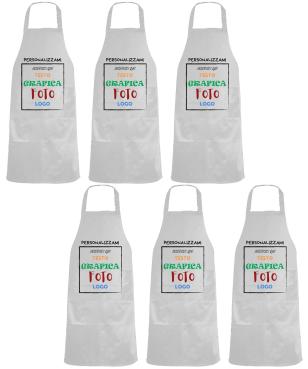 KIT 6 grembiuli paravanti PERSONALIZZAZIONE Bianco - Nero -