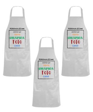 KIT 3 grembiuli paravanti con tasca PERSONALIZZAZIONE INCLUS