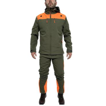 Completo Softshell giacca e pantalone cinghiale arancio Anti
