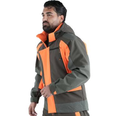 Giacca giubbino Softshell arancio cappuccio alta visibilita'