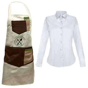 Kit completo per cameriere donna sala con grembiule e camici
