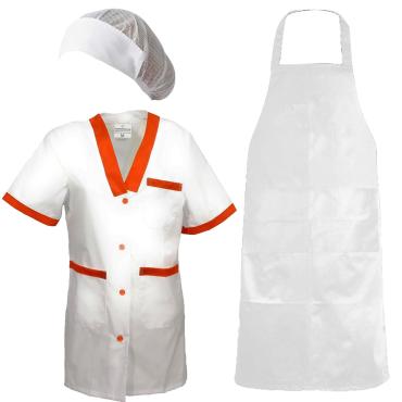 Divisa donna con camice grembiule cuffia per lavoro in casei