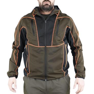 Giacca giubbino caccia tessuto leggero Microshell cappuccio 