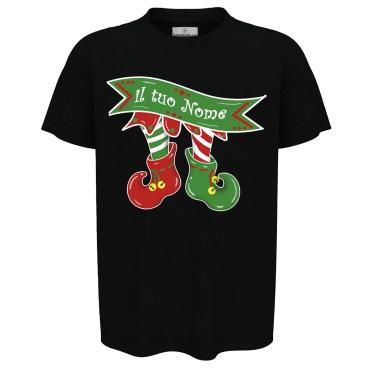 T-shirt maglia natalizia per bambini con disegno elfo Natale