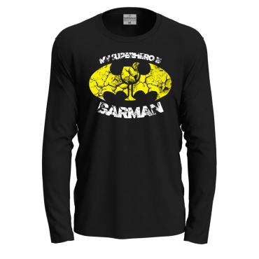 T-shirt classica a manica lunga con stampa BARMAN simpatica 