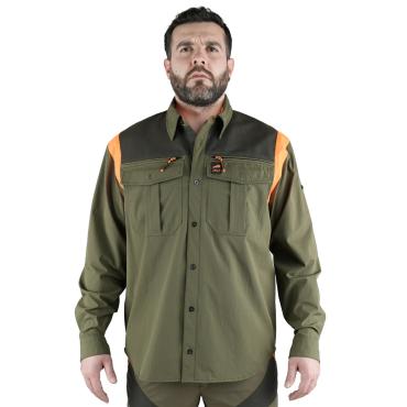 Camicia caccia verde arancio alta visibilita' fluo rinforzi 