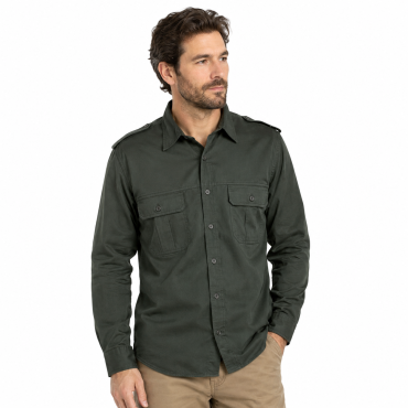 Camicia casacca cotone bottoncini tasche sportiva uomo slim 