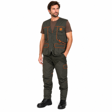 Completo caccia gilet pantalone riporti arancio smanicato uo