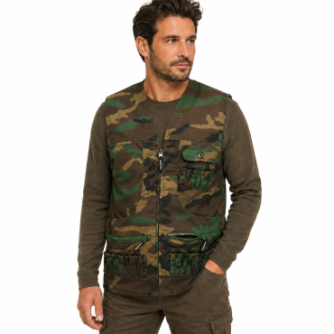 Gilet smanicato abbigliamento caccia double face cartuccera 