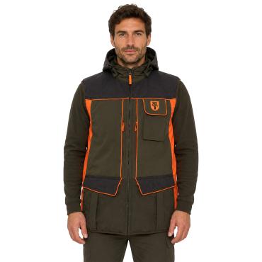 Gilet verde inserti arancio fluo tasche tasca porta palmare 