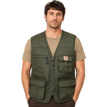 Gilet smanicato caccia uomo tasche carniere verde abbigliame