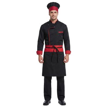 Completo chef cuoco giacca cappello grembiule kit cucina set