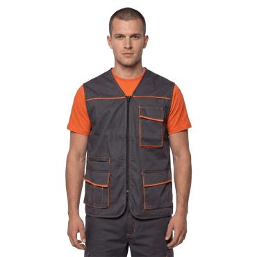 Gilet smanicato uomo tasche operaio zip muratore carpentiere