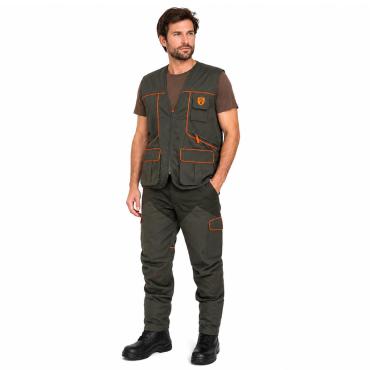 Completo caccia gilet pantalone riporti arancio smanicato uo