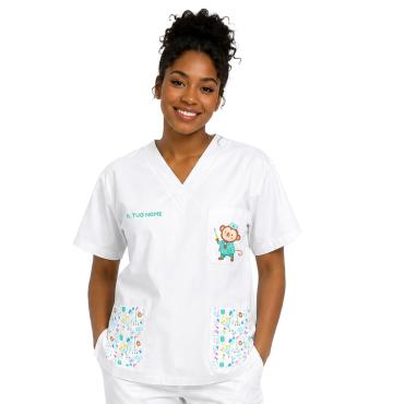 Divisa oss casacca scimmietta scollo a v con pantalone e ban