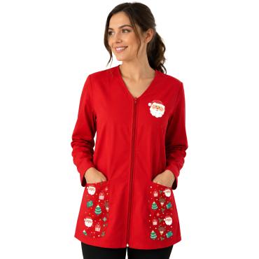 Camice lavoro casacca Donna zip manica lunga Natalizio estet
