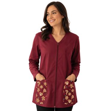 Camice lavoro casacca Donna zip manica lunga Natalizio estet