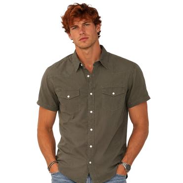 Camicia mezze maniche estiva uomo maniche corte bottoni coto