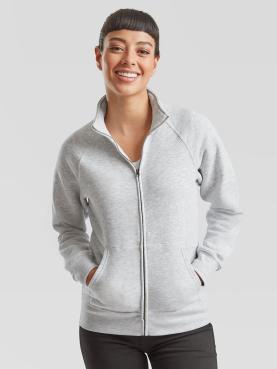 Felpa donna con zip intera e maniche raglan in cotone e poli