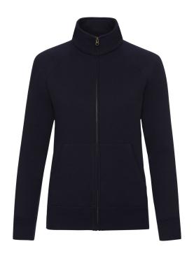 Felpa donna con zip intera e maniche raglan in cotone e poli