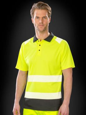 Polo da lavoro alta visibilita' elasticizzata e traspirante