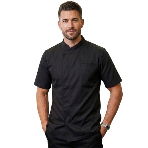 Giacca Cuoco Uomo in Cotone Traspirante con Bottoni Automatici e Mezza Manica Personalizzabile