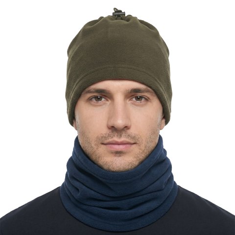 Scaldacollo pile con laccio invernale neve un cappello colori verde  blu - Personalizzabile con il tuo logo