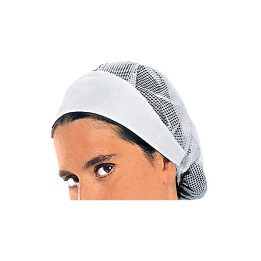 Cuffia bianca da lavoro cappello donna con rete igienica haccp - Personalizzabile con il tuo logo