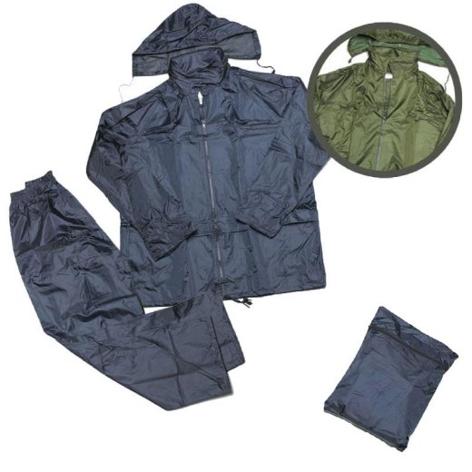 Completo kit impermeabile pantalone cappuccio pioggia moto sport