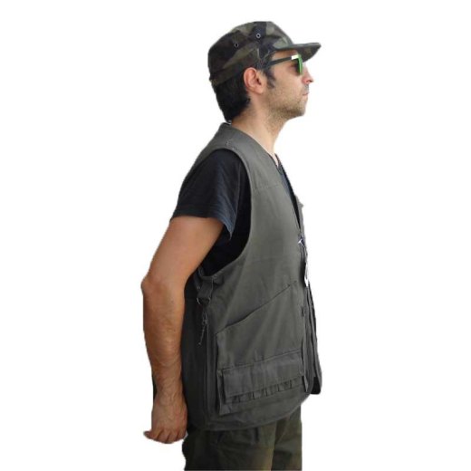Gilet smanicato panciotto ontario in canvas caccia uomo sportivo cartucciera