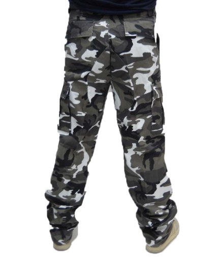 Pantalone pantaloni uomo urban cargo bianco nero lavoro camouflage mimetico