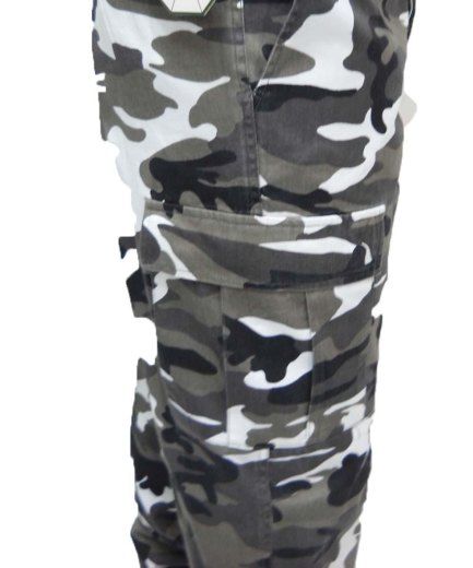 Pantalone pantaloni uomo urban cargo bianco nero lavoro camouflage mimetico