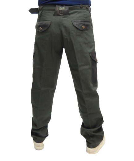 Pantalone verde militare oliva uomo cotone cargo tasconi pantaloni regular