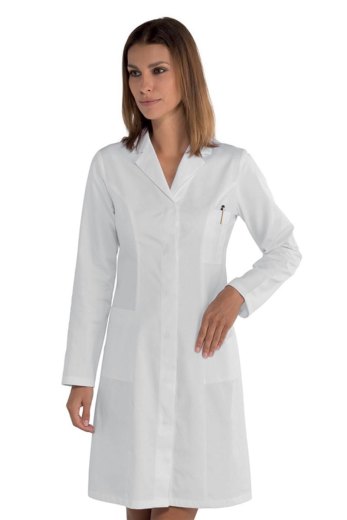 Camice donna medico bianco erboristeria puro cotone avvitato bottoni automatici - Personalizzabile con il tuo logo