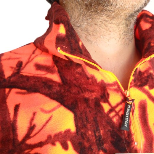Maglia maglione pile arancio caccia cinghiale foresta zip bosco neve felpa - Personalizzabile con il tuo logo