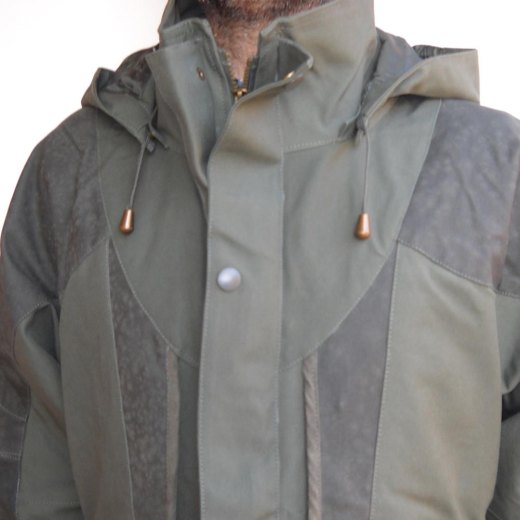 Giacca caccia canvas antistrappo impermeabile uomo antipioggia cappuccio