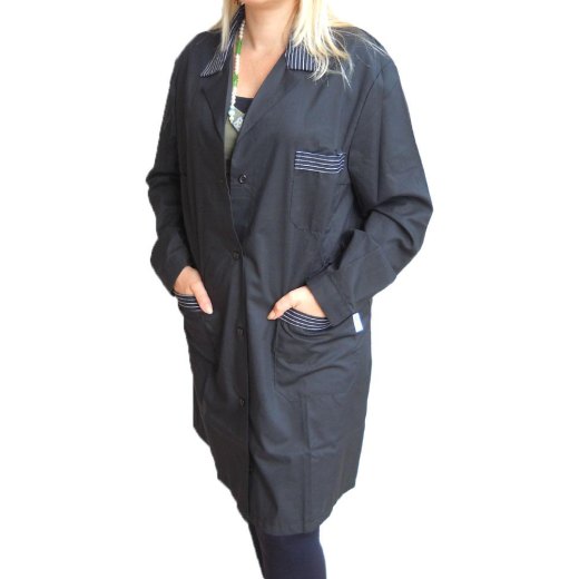 Camice vestaglia donna nero parrucchiera estetista made in Italy manica lunga