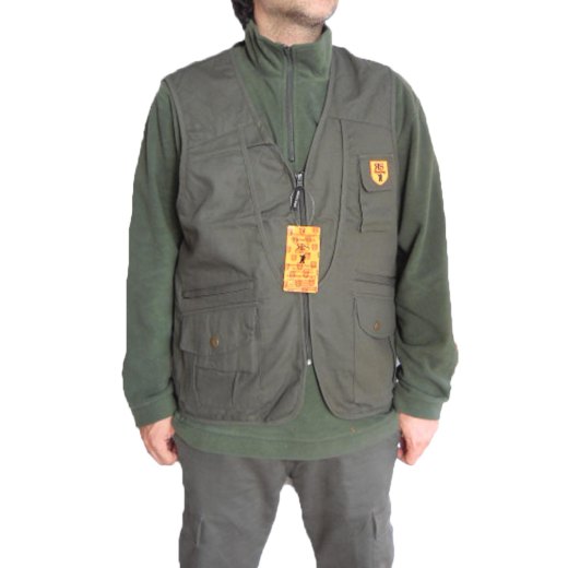 Gilet caccia canvas uomo cacciatora verde cerniere smanicato S M  L XL XXL