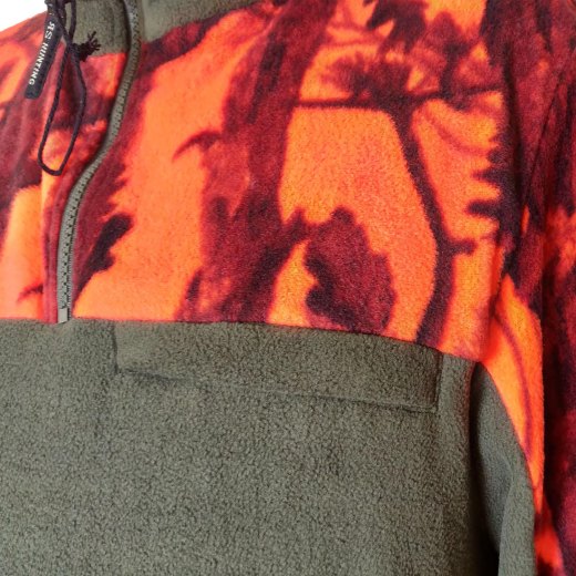 Maglia maglione pile antipilling arancio caccia neve cinghiale zip - Personalizzabile con il tuo logo