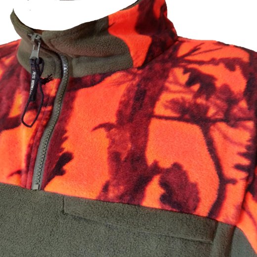 Maglia maglione pile antipilling arancio caccia neve cinghiale zip - Personalizzabile con il tuo logo
