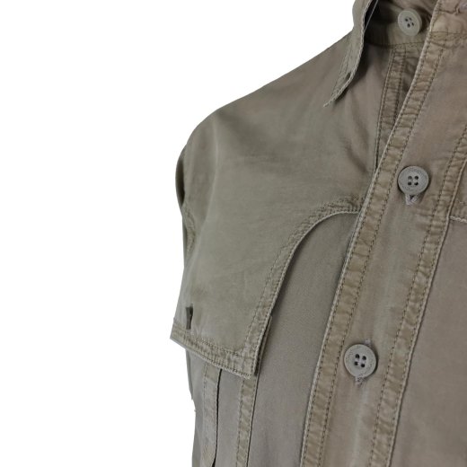 Camicia casacca caccia stonewashed uomo verde beige outdoor cotone