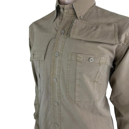 Camicia casacca caccia stonewashed uomo verde beige outdoor cotone