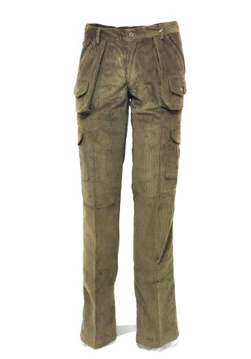 Pantalone caccia velluto sfoderato pesca tasche caccia uomo montagna verde