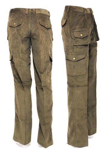 Pantalone caccia velluto sfoderato pesca tasche caccia uomo montagna verde