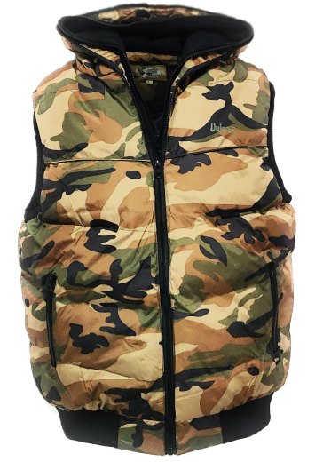 Gilet smanicato mimetico cappuccio impermeabile uomo imbottito trapuntato