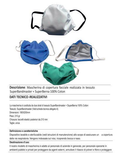 kit 5 Mascherina di copertura facciale in cotone verde bianco e blu