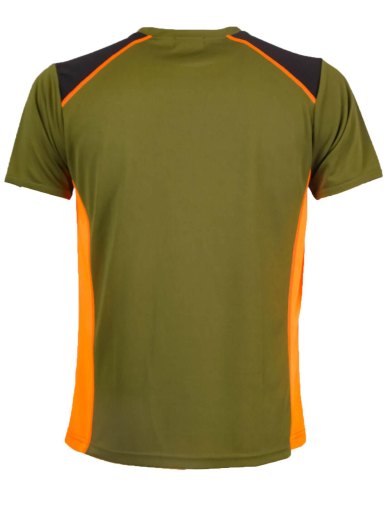 T-shirt elasticizzata mezza manica dettagli alta visibilita verde e arancio - Personalizzabile con il tuo logo
