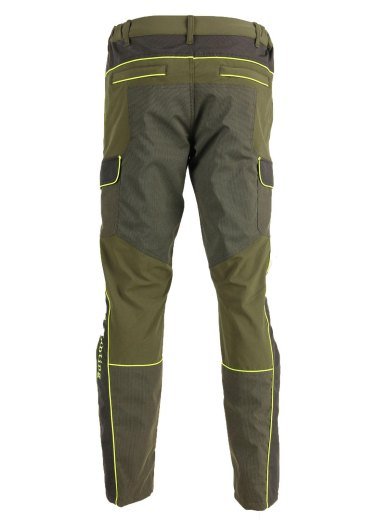 Pantalone in tessuto tecnico impermeabile tasconi e bordini alta visibilita'